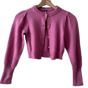 NWOT Free People Cropped Cashmere Cardigan Magenta
